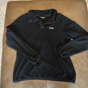 Kids Black Patagonia Fleece Button Up